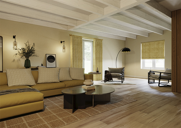 William Morris At Home Marigold Velvet, Ochre - Twist&Fit Roman Blind - Image 7